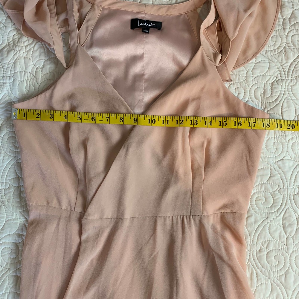 Lulus Easy Listening blush cold shoulder wrap maxi dress polyester chiffon Large - Picture 10 of 10